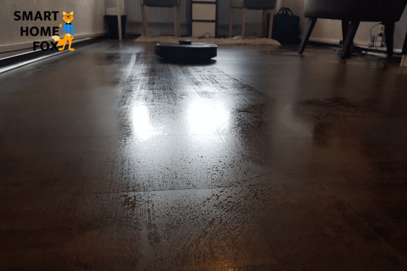 Robot Vacuum with mopping function vacuums and mops the floor at the same time